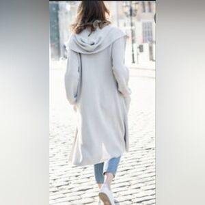 Easel Light Gray Open Front Long Cotton Cardigan